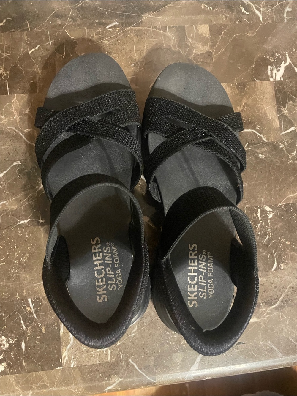 Skechers Women’s Black Slip‑Ins Strappy Sandal
